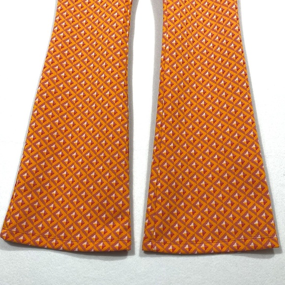 Zara Retro Mod Geometric Y2K style Orange Flare Pants size Medium - Picture 8 of 12